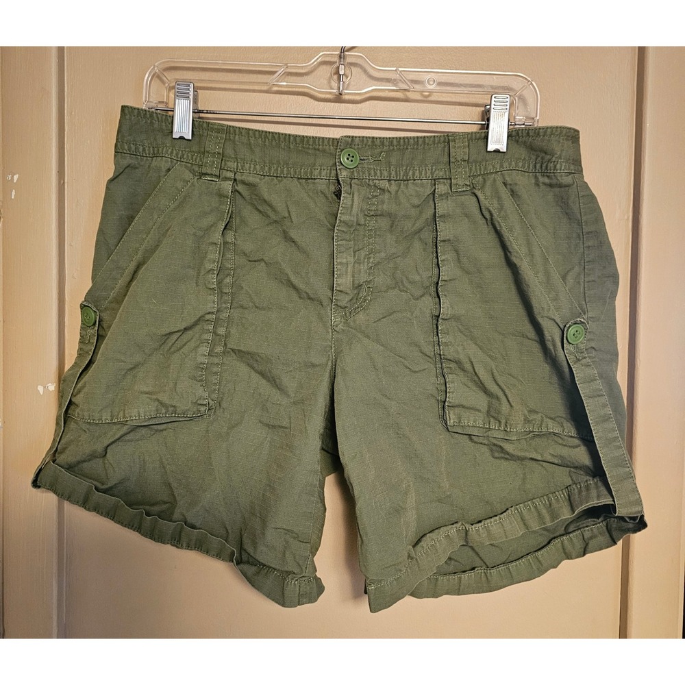 Ruff Hewn Cargo Shorts Utility Pockets Casual Olive Green Size 10